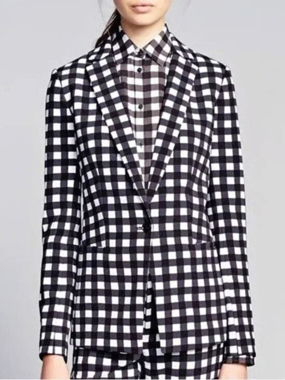 New Banana Republic Gingham Blazer Black White 2, XS $178
